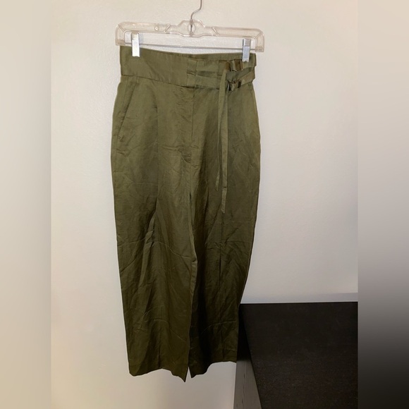 Sandro Paris Women's Trouser Dress Pants Green Size 36 Linen Bland High … - Picture 2 of 6